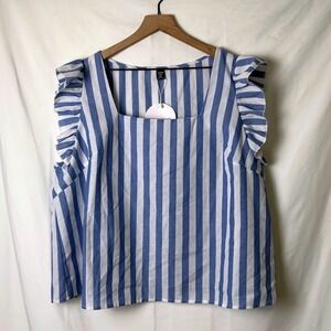 NWT SHEIN VCAY Curve Women Cropped Top Blue White Size 3XL Nautical Vacation